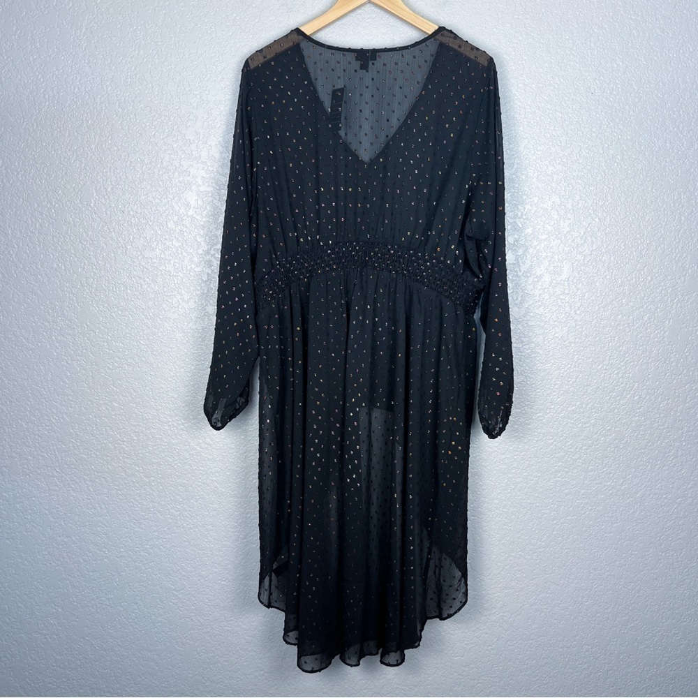 Torrid NWT Chiffon Rainbow Clip Dot Top Black 3X Whimsigoth Semi-Sheer Shirt - Picture 9 of 12